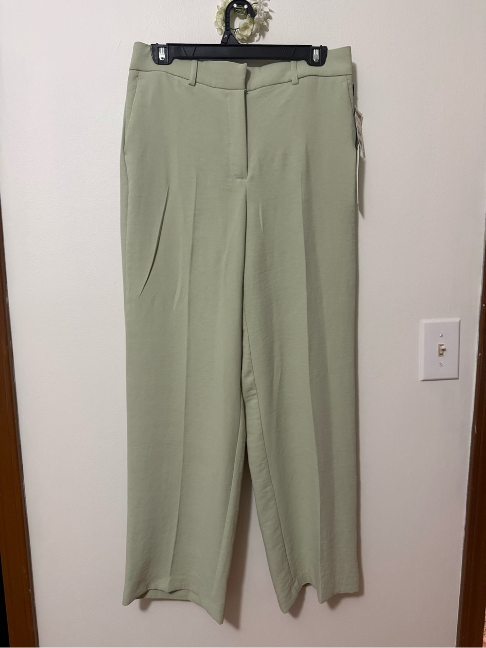 High-Rise Wide Leg Trousers in Light Sage